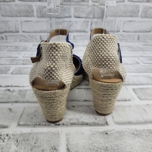 NWOB Paseart Navy Suede Closed Toe Espadrille Wedges Size 7.5 - Picture 5 of 8